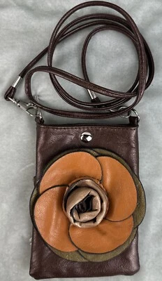 Bolso sin asas para mujer Soporte para teléfono celular Correa extraíble Óxido Bandolera Flor Boho Foto 1 de 4