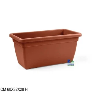 FIORIERA VASO ANTHEA RETTANGOLARE COLORE TERRACOTTA CM 60X32X28 H PER ESTERNO - Foto 1 di 1