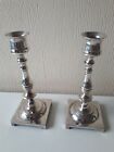 Candlesticks Pair Vintage English Silver Plated  Candle Holders Stamped 16cm