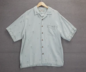 Tommy Bahama Summer cruise Shirt Men L 100% Silk Embriodery Short Sleeve - Picture 1 of 6