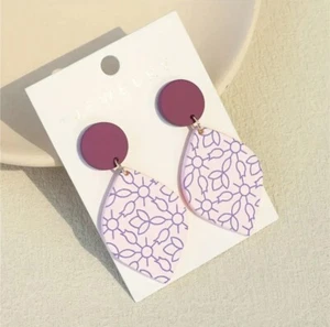 Geometric Irregular Drop Earrings -Solid Color Acrylic Long Dangle Earring 1Pair - Picture 1 of 3