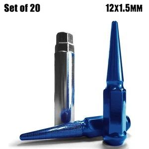 Set of 20 BLUE Spike Lug Nuts 12x1.5 fit Camry Celica MR-2 Supra Venza RAV4 5BL5 - Picture 1 of 10