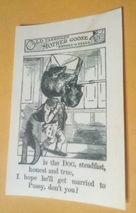 1890 Mother Goose Rhymes "D" For "Dog" Rare Victorian Large Letter Postcard Repo - Picture 1 of 1