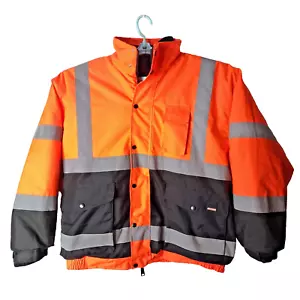 Craftsman Mens High Visibility Safety Work Parka Hooded Removable Fleece Liner - Picture 1 of 23