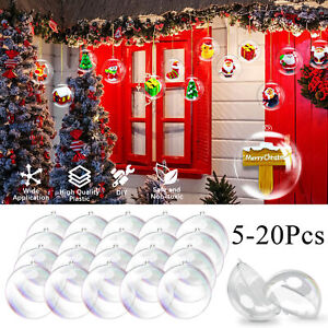 5-20Pcs Clear Plastic Ball Baubles Sphere Fillable Christmas Ornament Craft Gift