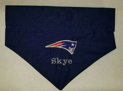 PERSONALIZADO NUEVO INGLATERRA PATRIOTAS FÚTBOL PERRO CACHORRO COLLAR BANDANA L/M Foto 1 de 2