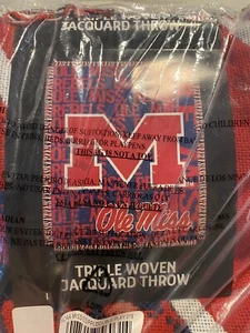 Ole Miss Rebels Triple Jacquard Throw Blanket 46”x59” NCAA - Picture 1 of 4