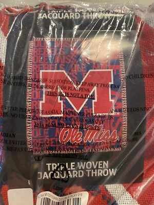 Ole Miss Rebels Triple Jacquard Throw Blanket 46”x59” NCAA - Image 1 of 4