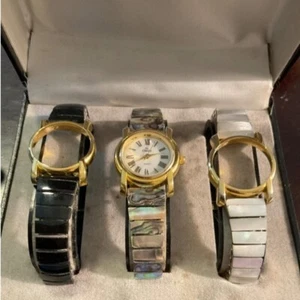 New women’s Cheval watch set. Three bands Mother of pearl, onyx, abalone - Picture 1 of 3