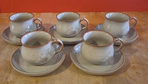 Juego de 5 tazas de gres con platillos Denby patrón Daybreak inglés - Imagen 1 de 14