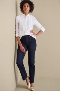 Soft Surroundings Ultimate Denim Straight Leg Stretch Jeans Dark Wash Size 10 - Picture 1 of 10