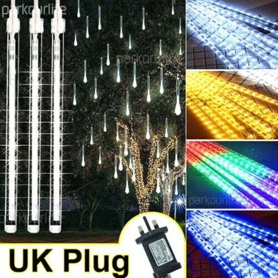 LED Icicle Meteor Shower Lights Christmas Icicle Snowfall String Lights UK Plug!