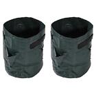 2Pcs PE Strawberry Grow Bag 5 Gallon with 3 Side Pockets and Handle Dark Green