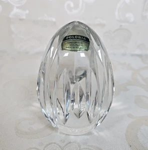 Polonia 24% Pb0 cut lead crystal paperweight egg shape 4 1/4' high Poland - Picture 1 of 5