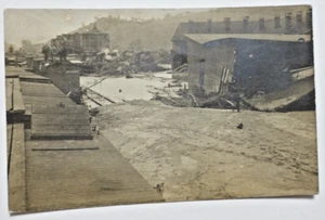 1908 RPPC Vintage Postcard McGregor, Iowa Flood Natural Disaster Train Box Cars - Picture 1 of 2