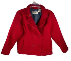 Vintage 70s 80s L.L. Bean Girls Red Fleece Pea coat Jacket Size SM RARE - Picture 1 of 11
