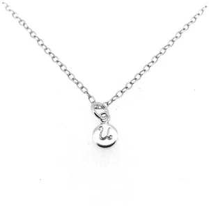 Letter U Initial Necklace Tiny 6mm Personalised Disc Pendant Sterling Silver - Picture 1 of 4