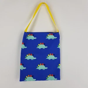 Dinosaur Print Blue Library Bag Handmade Tote Bag Satchel Library Tote Yellow  - Bild 1 von 8