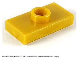 LEGO NEW PEARL GOLD 1x2 Jumper Plate 15573 - Lot of 4 Pieces 6092594 - Picture 1 of 1