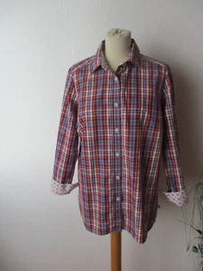 Walbusch Damen Bluse Gr. 44 rot-mehrfarbig kariert langarm Baumwolle - Bild 1 von 8