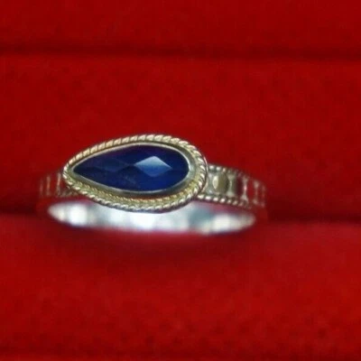 Anillo llamativo Anna Beck de plata esterlina oro azul piedras preciosas 8,5 L nuevo con caja Foto 1 de 4