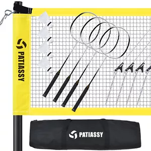 Professional Complete Badminton Net Set w/Poles 4 Rackets Portable Badminton Net - Picture 1 of 13