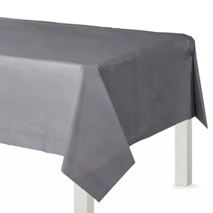 Silver Party Supplies Plastic Rectangle Tablecover Wedding Engagement Christmas - Picture 1 of 1