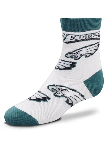 Philadelphia Eagles NFL Child White All Over Team Logo Socks, Size 8/13, NWT Cover