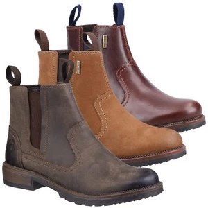 Womens Cotswold Laverton Classic Pull On Leather Ankle Boots Sizes 4 to 8 - Picture 1 of 12