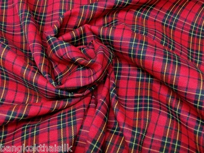 RED BLACK Plaid Tartan Cotton Woven FABRIC 44"W  DRAPE TABLECLOTH DRESS QUILT - Image 1 of 4