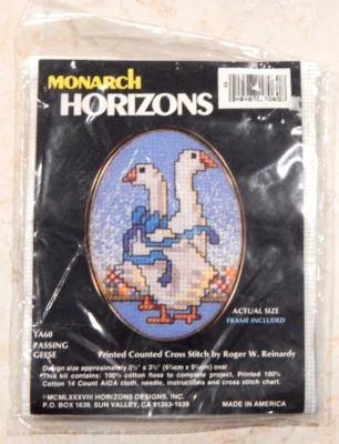 New Monarch Horizons Cross Stitch Kit "PASSING GEESE" #TA60 Animals Blue White - Image 1 of 3