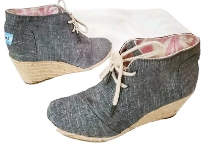 Botines Toms Wedges Chambray Denim para mujer talla 8 Foto 1 de 4