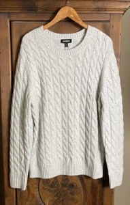 NWT Express Men’s Size Large Light Gray Cable Knit Pullover Wool Blend Sweater - Picture 1 of 11