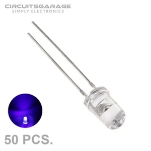 50 X 5 mm Ultra Brillante Agua Transparente Ultravioleta UV LED Luz Emisora Bombilla de Diodo - Imagen 1 de 6