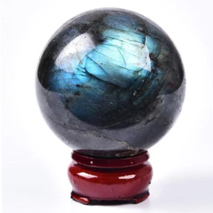 60mm Sphère Labradorite Naturelle Quartz Cristal Boule Gem Guérison avec Base NEUF - Photo 1/12