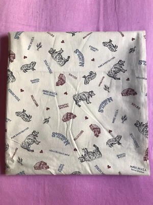 Vintage Cow Pig Farm Brown Gray Granny Core 1988 Fabric 1 Yard + 11” x 44 NEW - Image 1 of 3