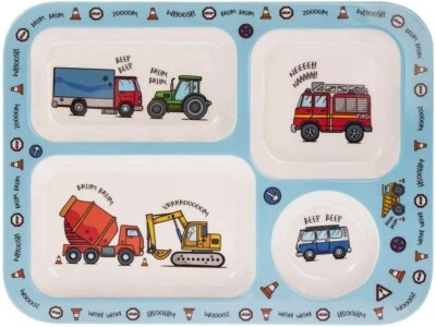 LESSER & PAVEY Little Stars Fahrzeug Kinder Abschnitt Tablett Abendessen Mittagessen Teller Melamin