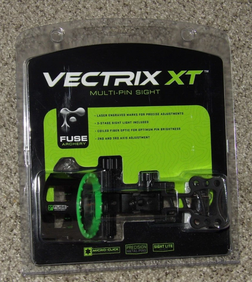 Nueva mira de arco Fuse Vectrix XT M5 - Micro afinación - negra - 5 pines en 0,019 pines - por Hoyt Foto 1 de 4