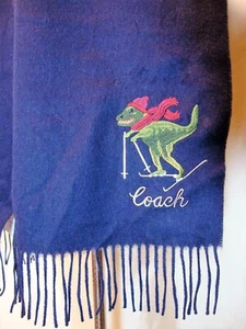EUC Coach Rexy Wolle Kaschmir dunkelmarineblau Stickerei Fransen Skischuch - Bild 1 von 5