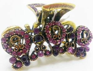 Neu 2 1/4" Antik Gold Hell & Dunkel Amethyst Kristall Haarkralle Clip - Bild 1 von 1