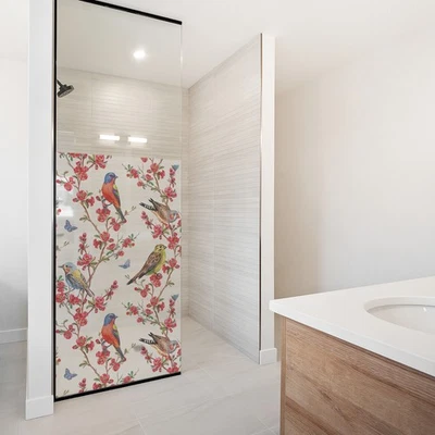 Sichtschutzfolie Milchglasfolie mit Motiv Duschfolie Duschkabine YX001-14 Vögel - Bild 1 von 4