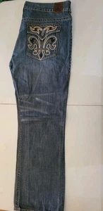 Archaic Premium Men's 38x34 Embroidered Distressed Straight Jeans - Picture 1 of 15