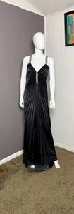 2000's Glam Pleated Black Gown with Rhinestones from JS Collection size 14 - Picture 1 of 10