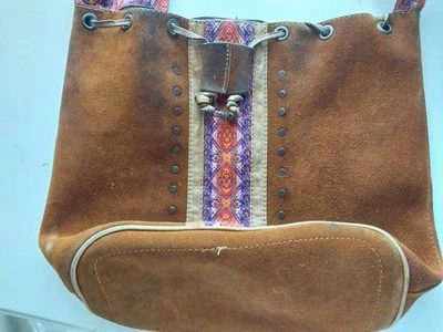 De Colección Vikingo Gamuza Hippy Boho Grunge Embrd Bandolera Cartera Sak Cartera Envejecida Foto 1 de 4