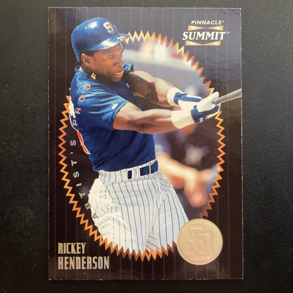 1996 Pinnacle Summit Artist’s Proof - Rickey Henderson #66 Padres RARE HOF - Image 1 of 2