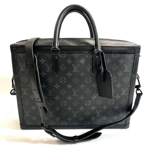LOUIS VUITTON Shoulder Bag: Soft Trunk Briefcase W38H29D8cm Black w/strap - Picture 1 of 10