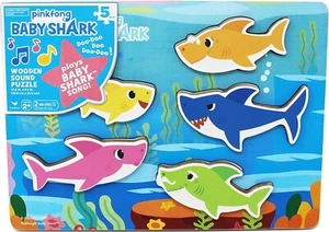 Pinkfong Baby Shark Song Wooden Sound 5 Pc Puzzle - Picture 1 of 3