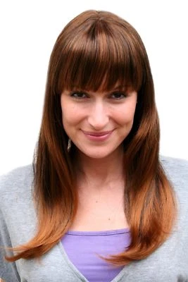 WIG ME UP Perücke brünett braun gesträhnt gerader Pony niedlich frech lang 50 cm 3114-2T30