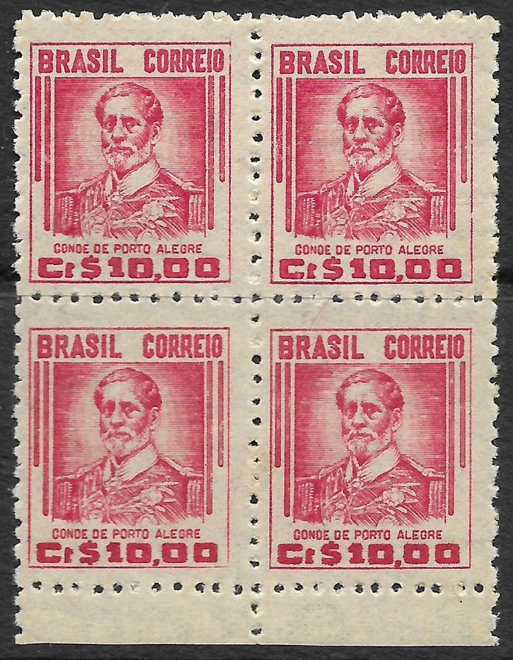 Timbres-Brésil. 1947. 10cr Carmine. Filigrane 203. Bloc De 4. SG : 764. MNH. - Photo 1/1