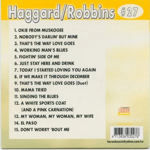 HAGGARD/ROBBINS COUNTRY KARAOKE CLASSICS CD+G CKC-27 NEW 17 TRACKS IN PLASTIC - Picture 1 of 2